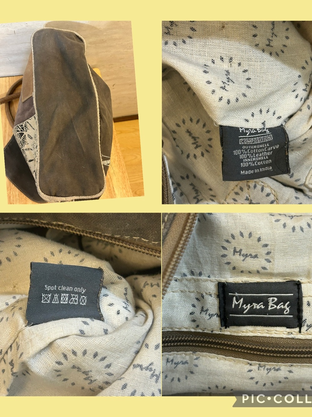 Myra Bag Upcycled Canvas and Leather Tote Bag - Picture 14 of 15